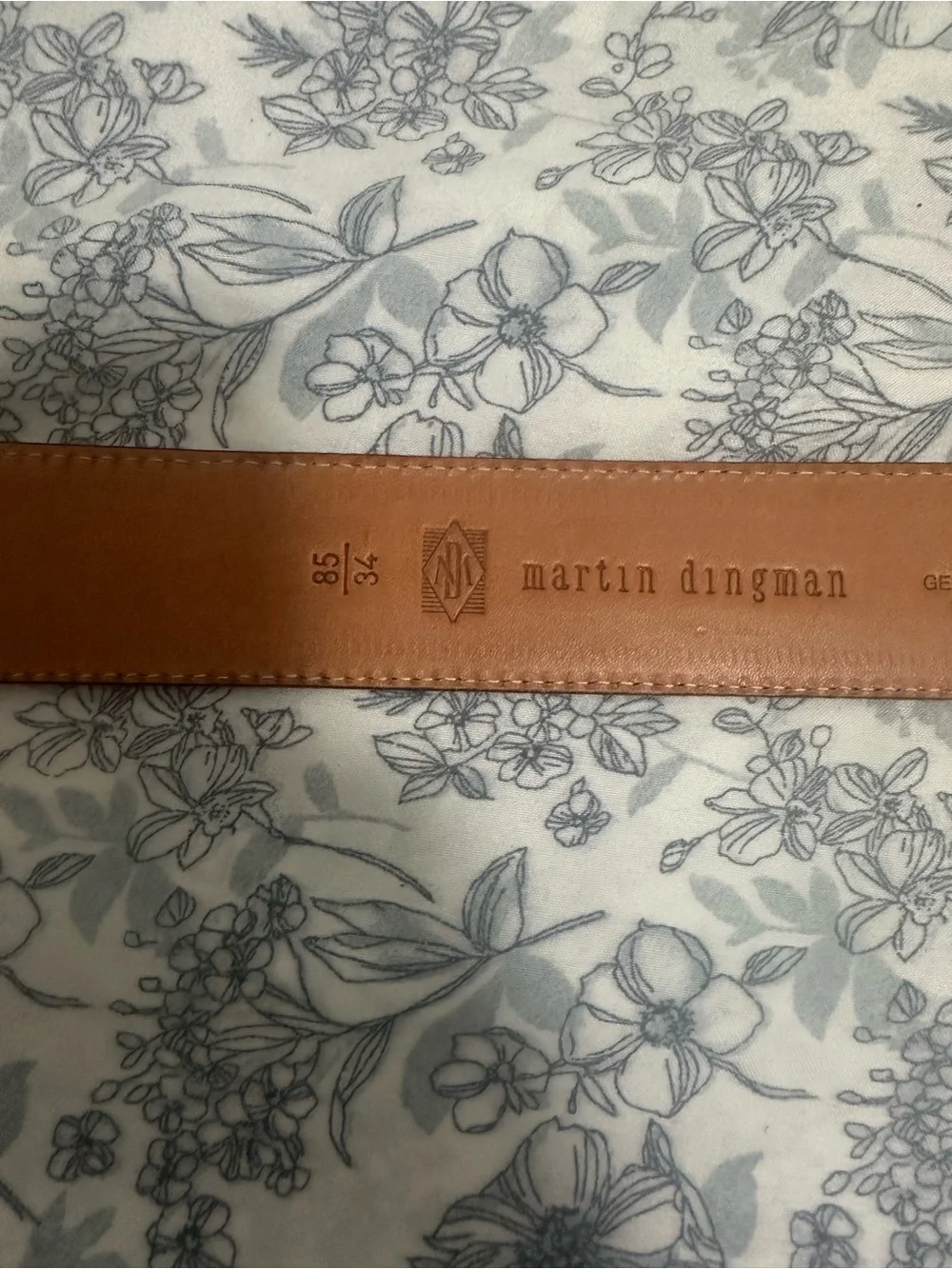 Martin Dingman Brown Leather Belt with Gold Buckle